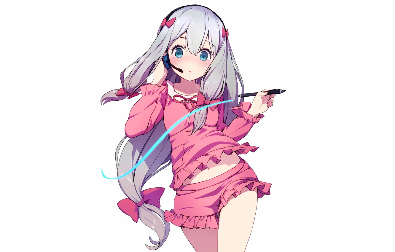 Photo wallpaper girl, long hair, anime, blue eyes, beautiful, twintails, ponytail, pretty