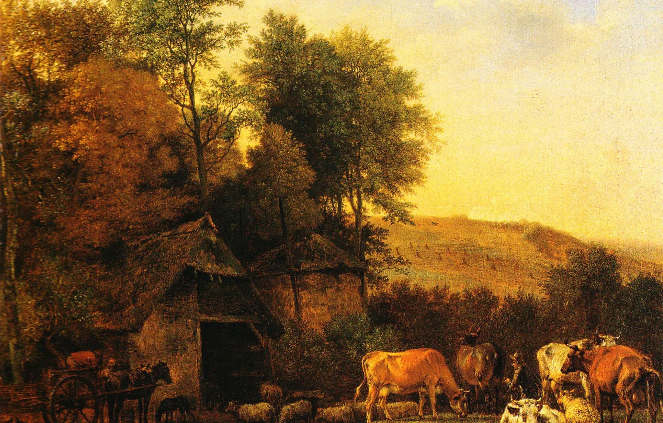 Photo wallpaper picture, Paulus Potter, Landscape with Cows and Sheep, Paulus Pieterszoon Potter