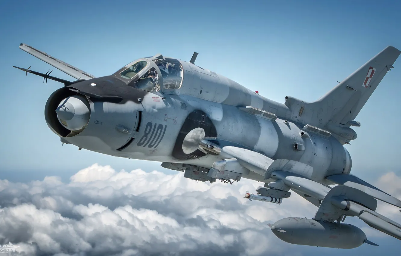 Photo wallpaper pilot, fighter-bomber, Cockpit, Su-22, Sukhoi Su-22M4, Polish air force, Su-22M4, R-73