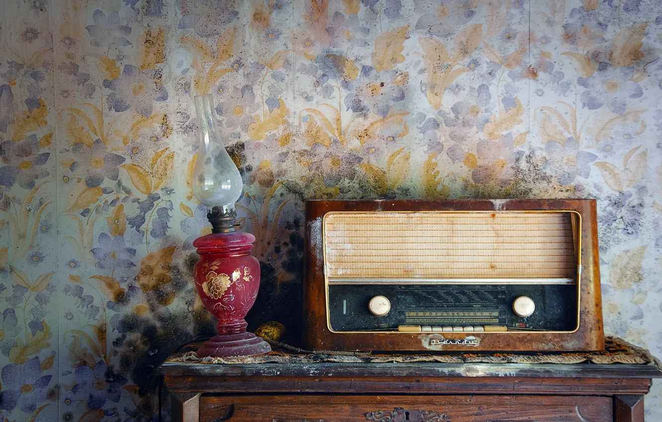 Photo wallpaper wall, radio, receiver