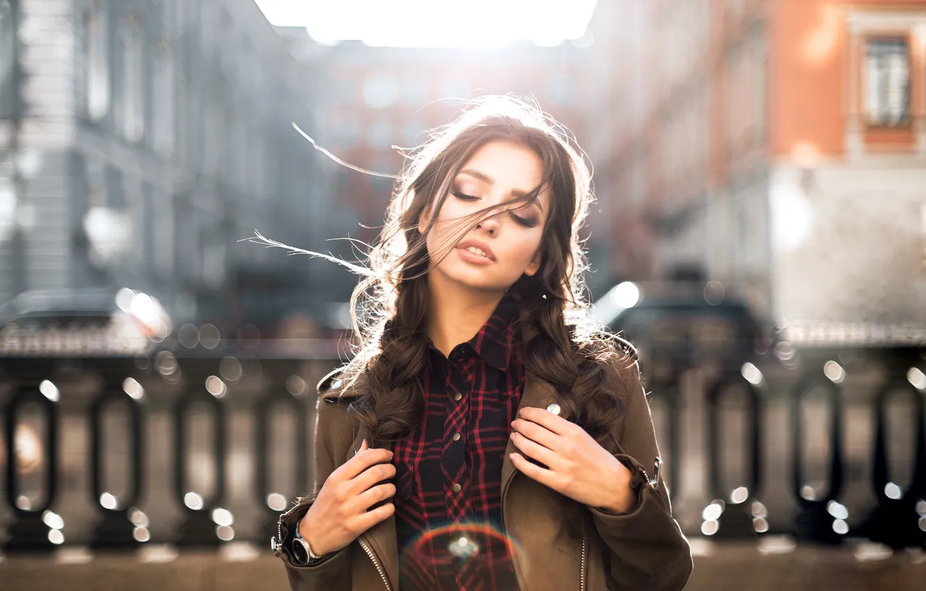 Photo wallpaper girl, pose, the wind, hair, Ruslan Nurahmadov