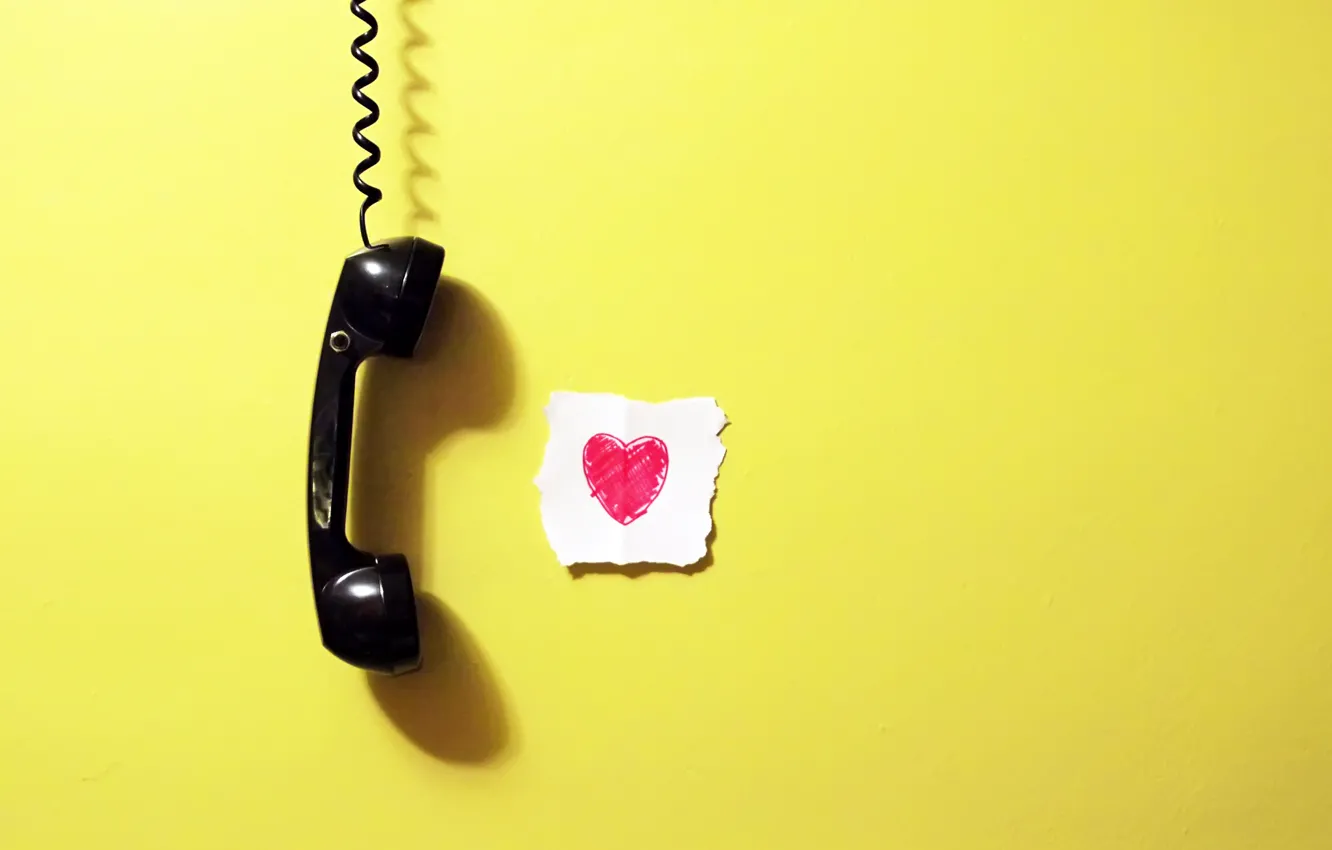 Photo wallpaper wall, heart, handset, paper
