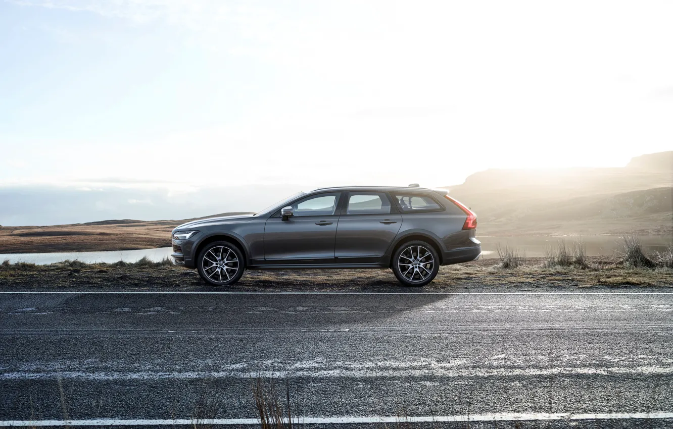 Photo wallpaper Volvo, Car, Road, Silver, Cross Country, Drive, Universal, 2017