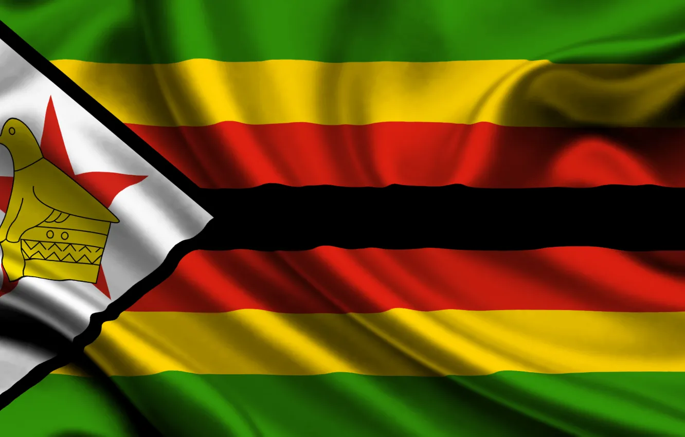 Photo wallpaper orange, yellow, green, black, texture, flag, flag, Republic of Zimbabwe