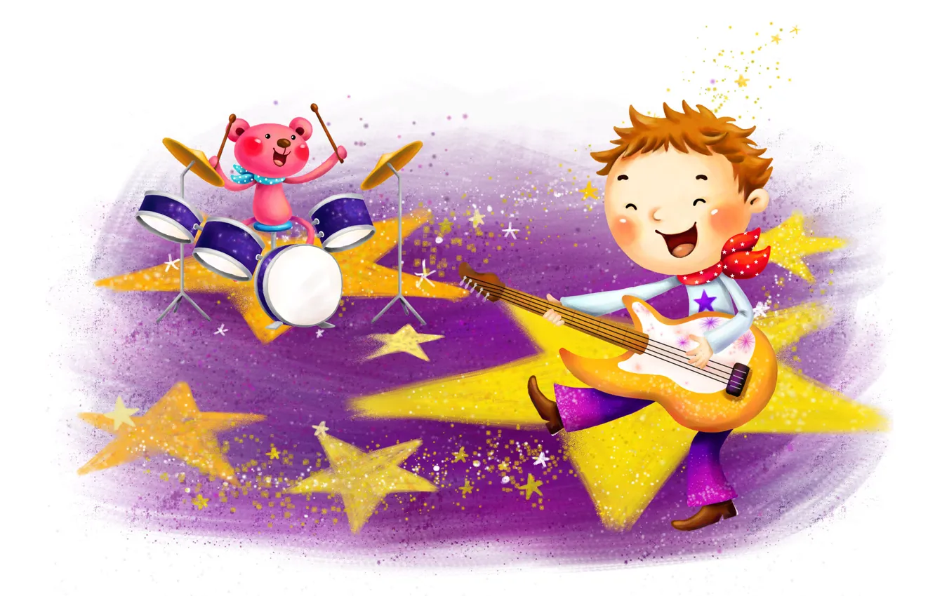 Photo wallpaper stars, music, guitar