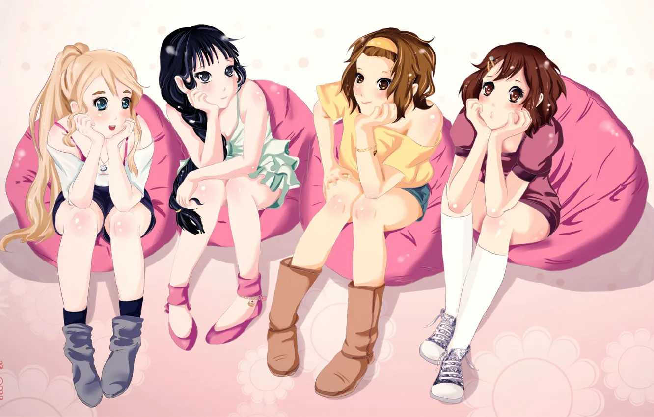 Photo wallpaper group, anime, girl, friends, mio akiyama, k-on, friend, tainak to knighty