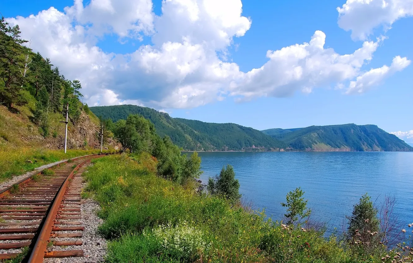 Photo wallpaper Baikal, trans siberian railway, scenery railroad, BAM