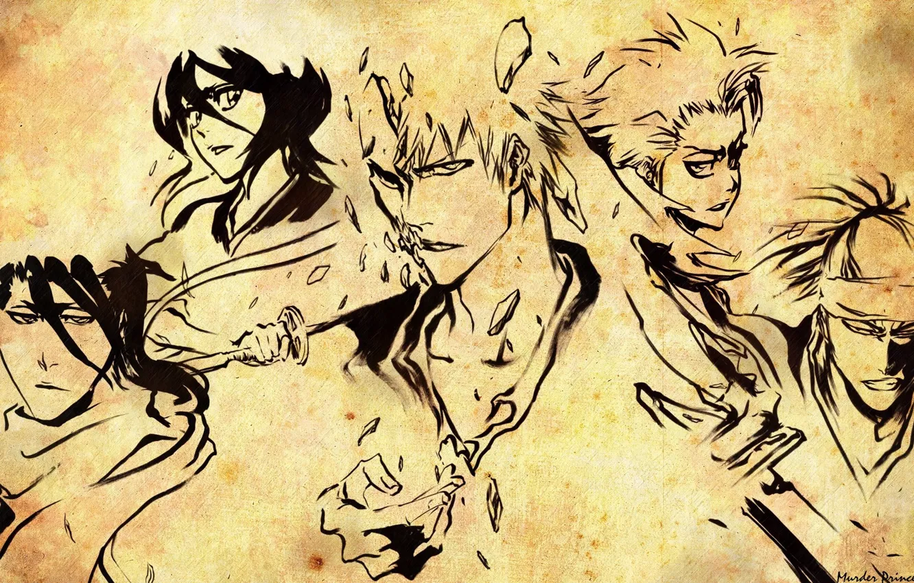 Photo wallpaper Bleach, Bleach, kuchiki Rukia, kuchiki byakuya, Kurosaki Ichigo, Toshiro Hitsugaya, Abarai Renji