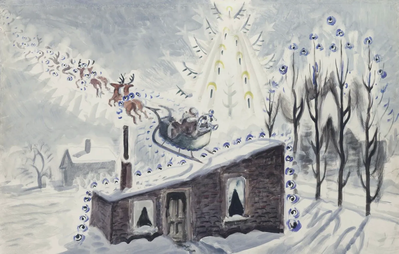 Photo wallpaper 1945, Charles Ephraim Burchfield, Twas the Night before Christmas