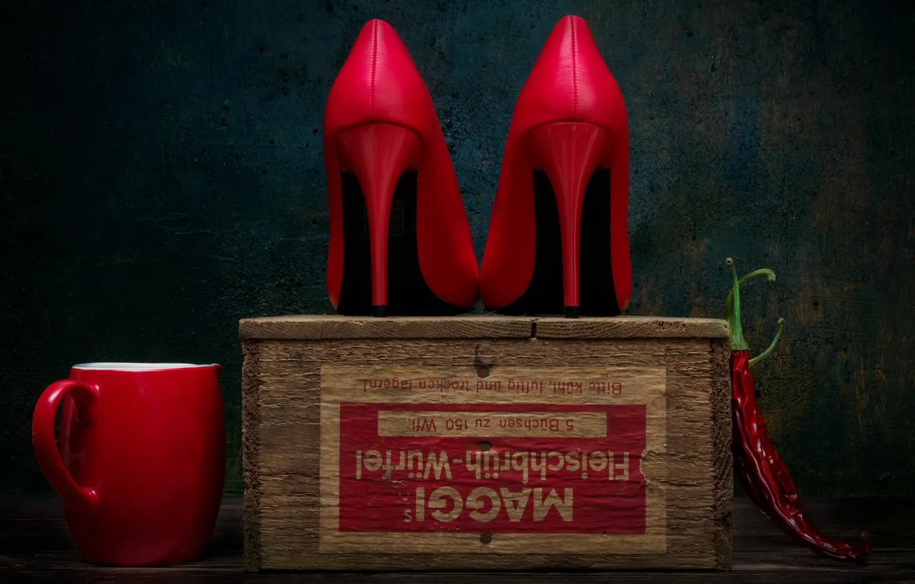 Photo wallpaper shoes, Cup, pepper