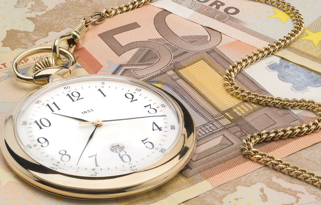 Photo wallpaper watch, Euro, chain, Money, time is money