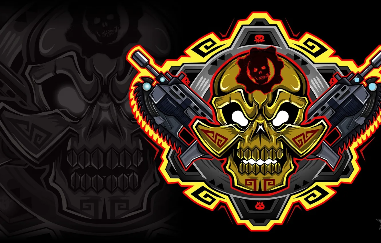 Photo wallpaper Skull, Emblem, Gears of War, Saw, Weapons, Xbox One, Microsoft Studios, Gears of War 4