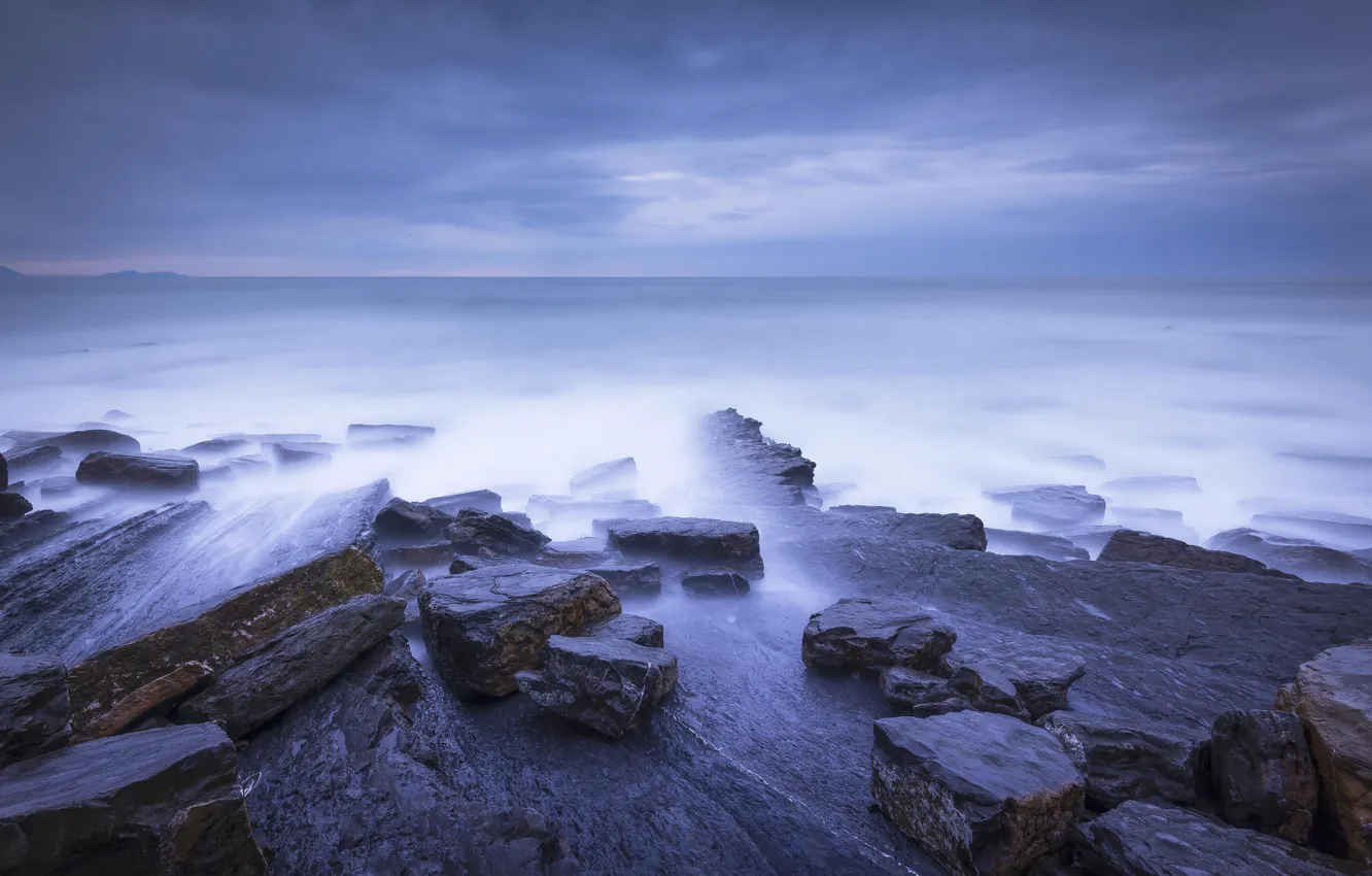 Photo wallpaper sea, water, stones, plate, boulders, Okoem