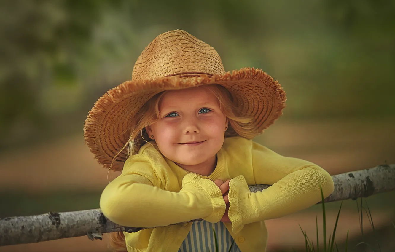 Photo wallpaper children, smile, hat, girl, blouse, baby, Ksenia Lysenkova