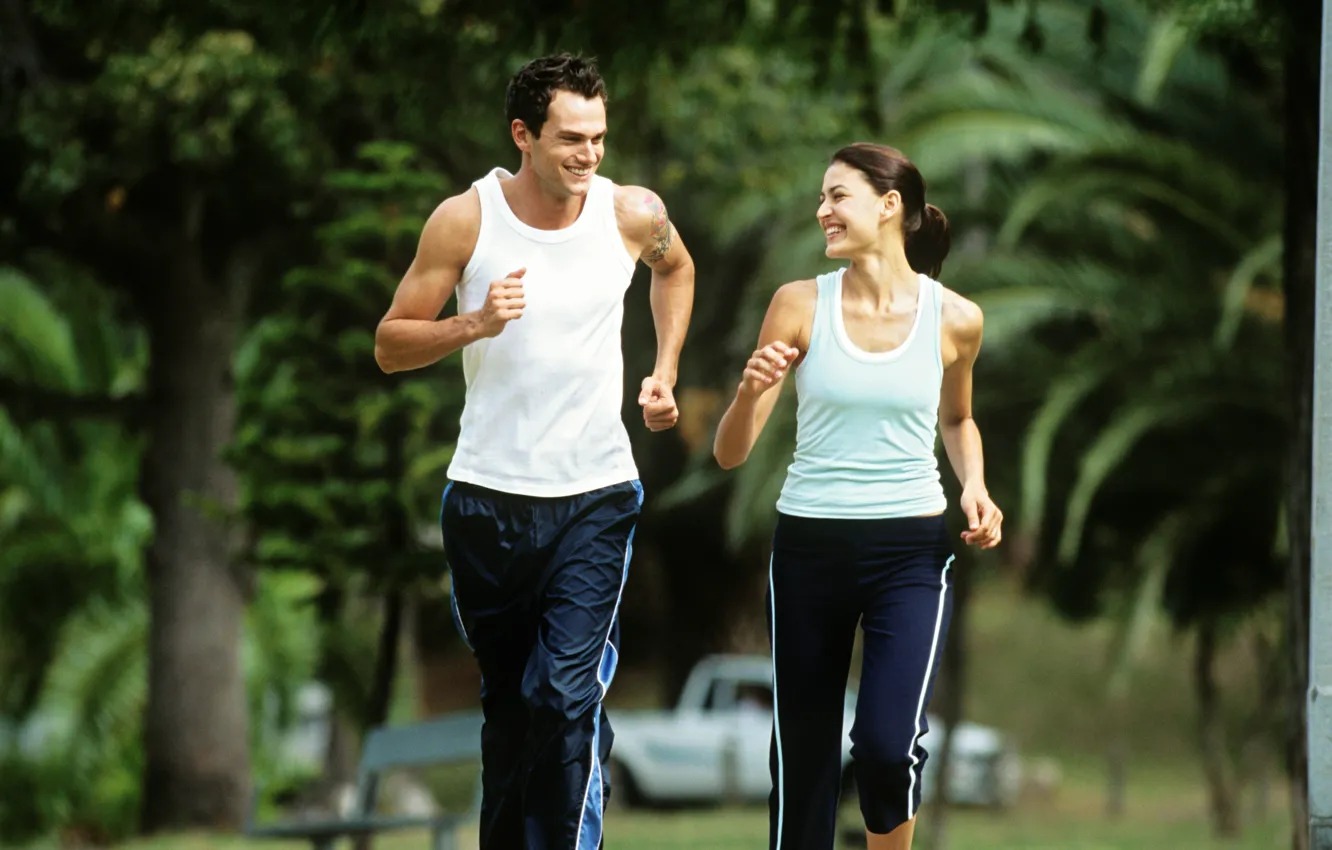 Photo wallpaper mood, sport, woman, running, male, health