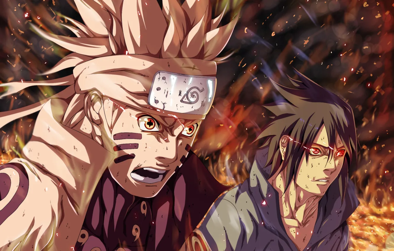 Photo wallpaper Naruto, Naruto, Sasuke Uchiha, Naruto Uzumaki