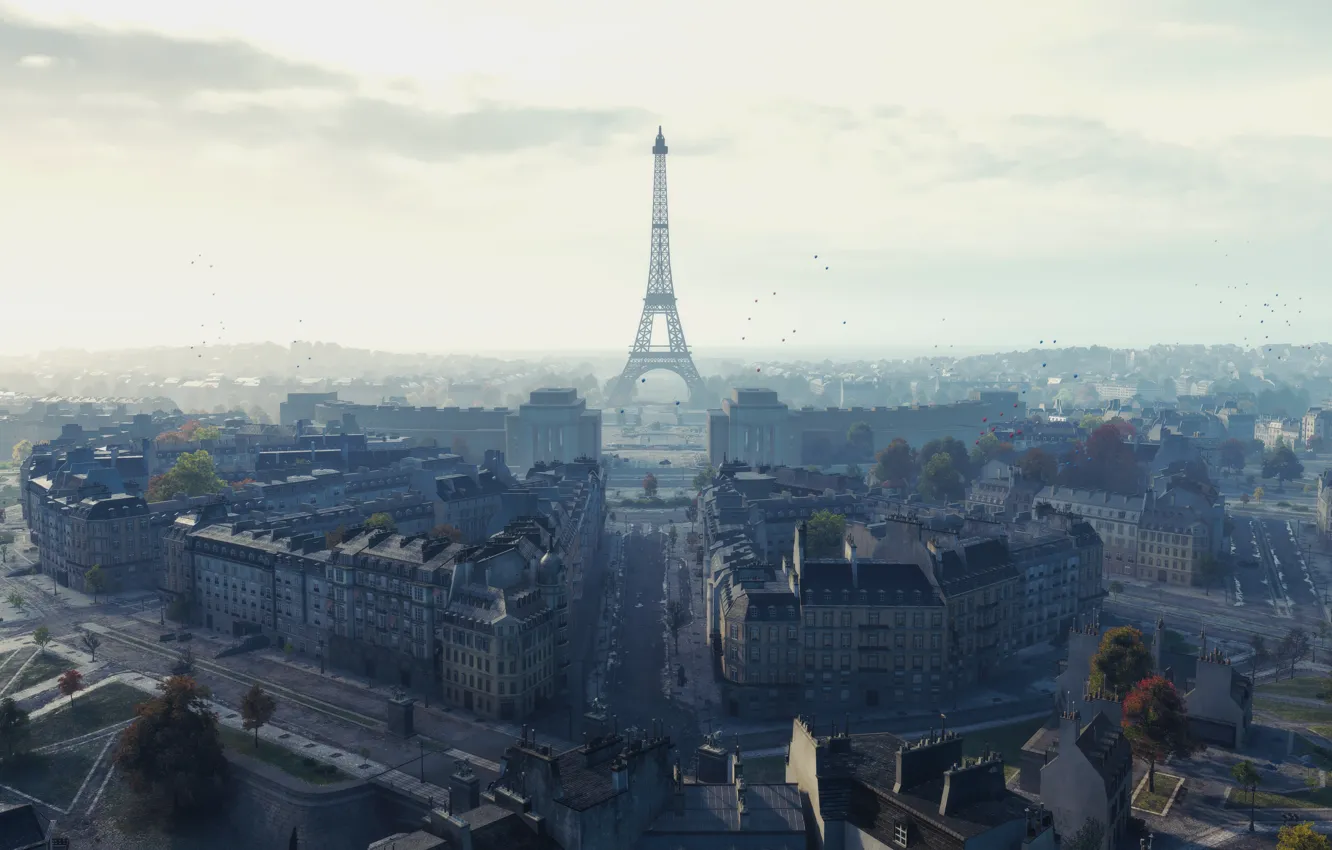 Photo wallpaper Paris, map, tank, World of Tanks