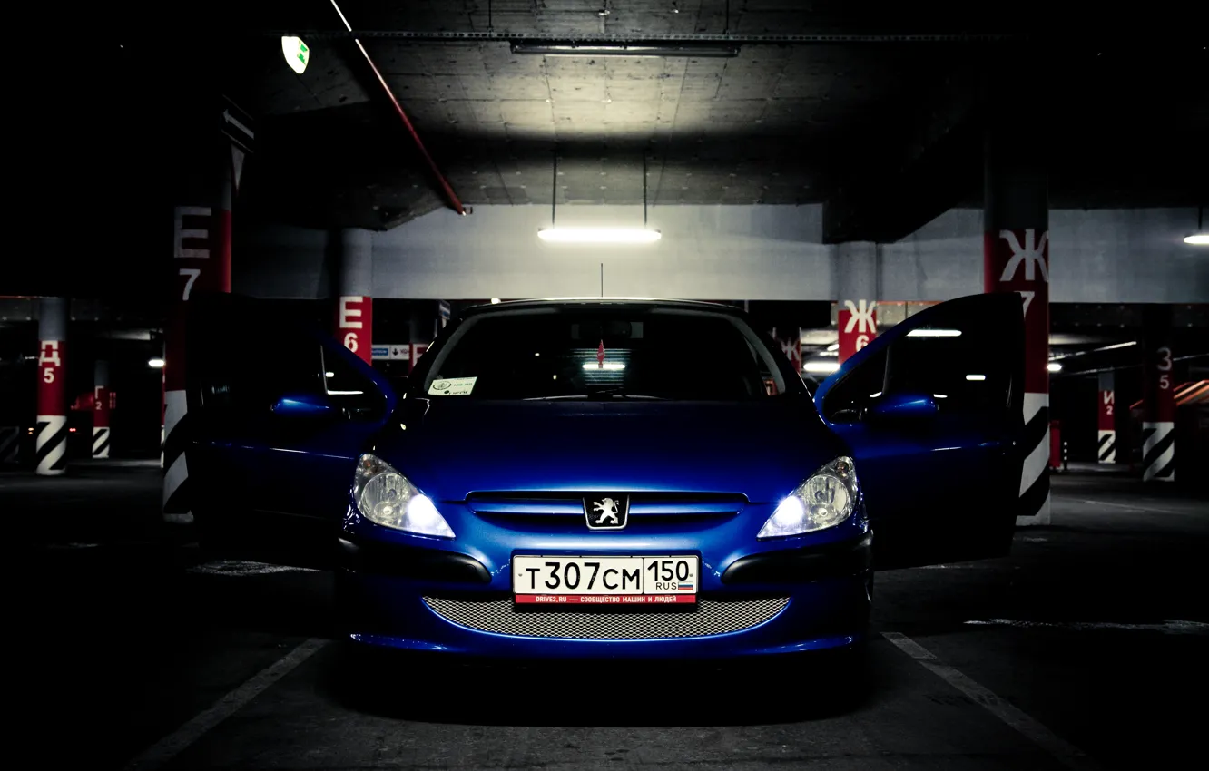 Photo wallpaper blue, Peugeot, 307, peugeot, drive