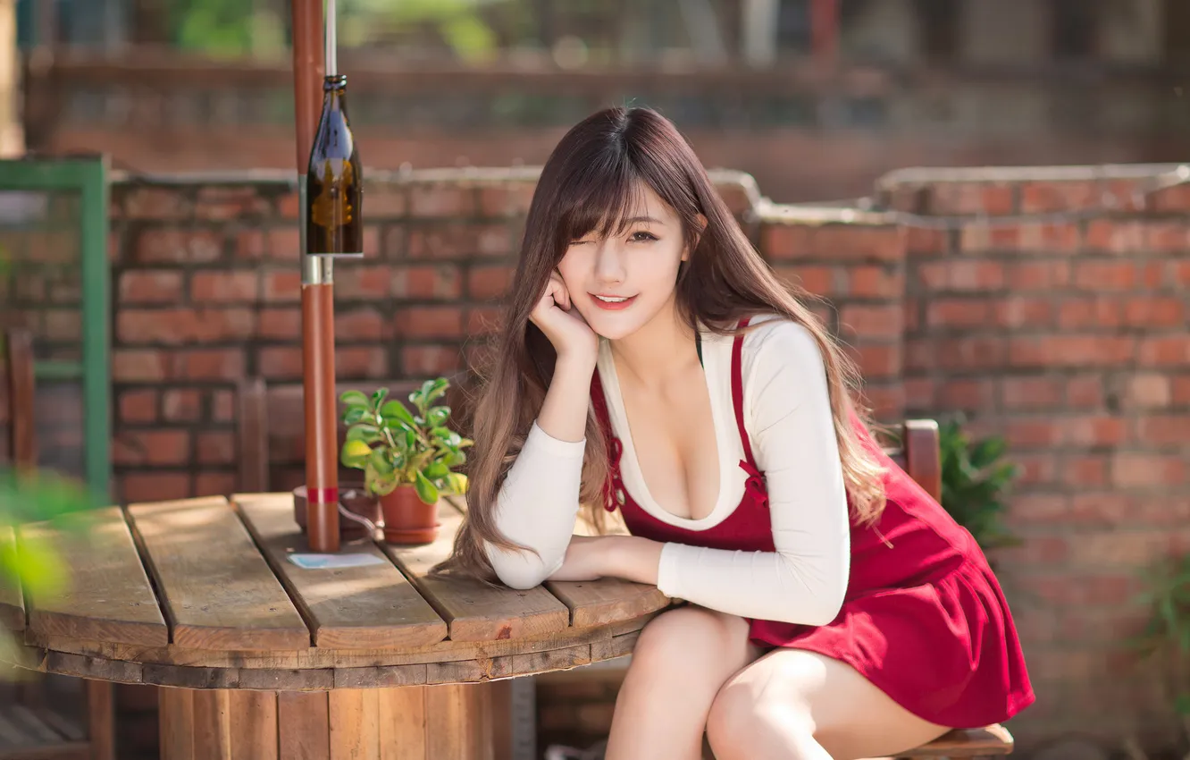 Photo wallpaper look, the sun, pose, model, portrait, makeup, dress, hairstyle