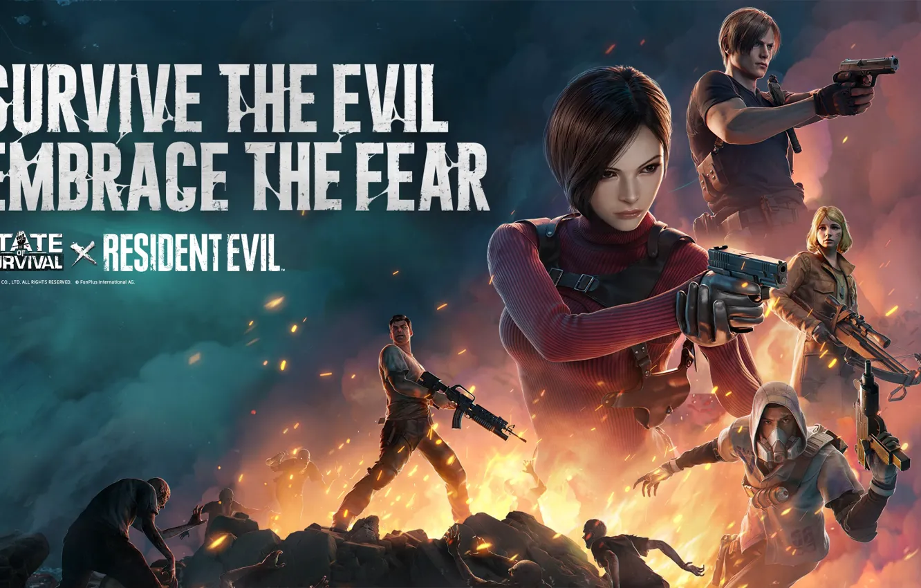 Photo wallpaper battlefield, zombie, gun, pistol, resident evil, biohazard, weapon, woman