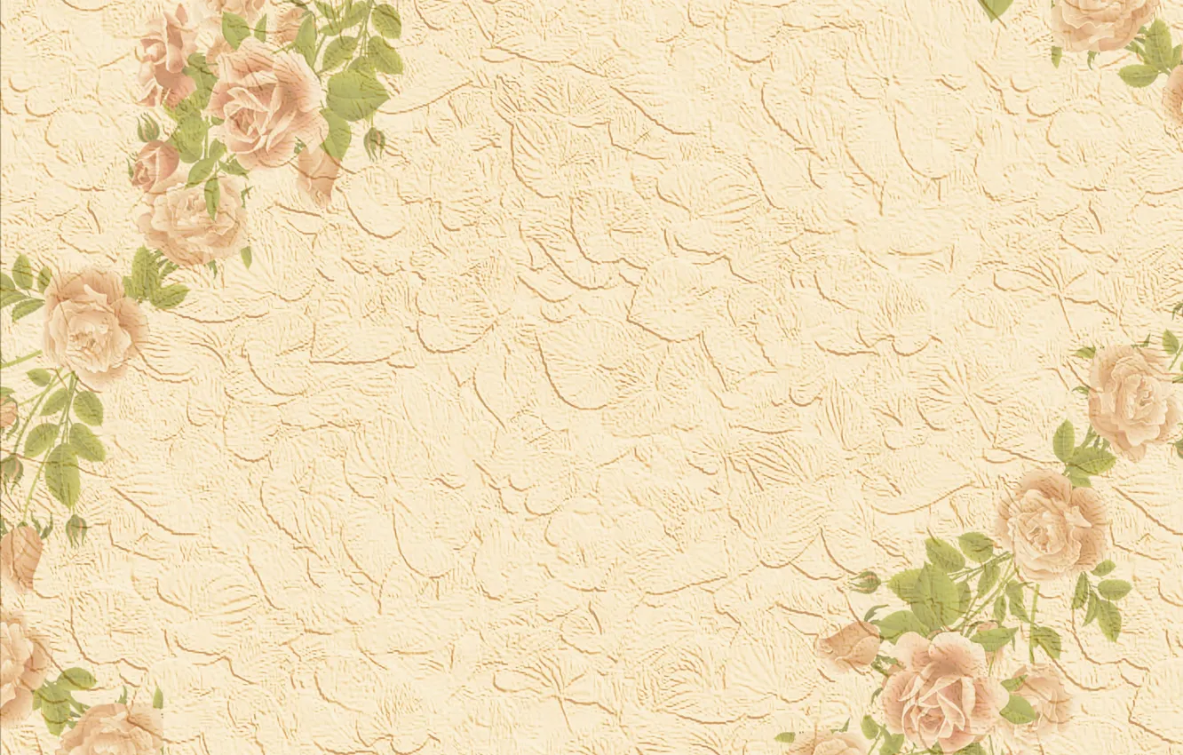 Photo wallpaper leaves, background, roses, texture, beige, color