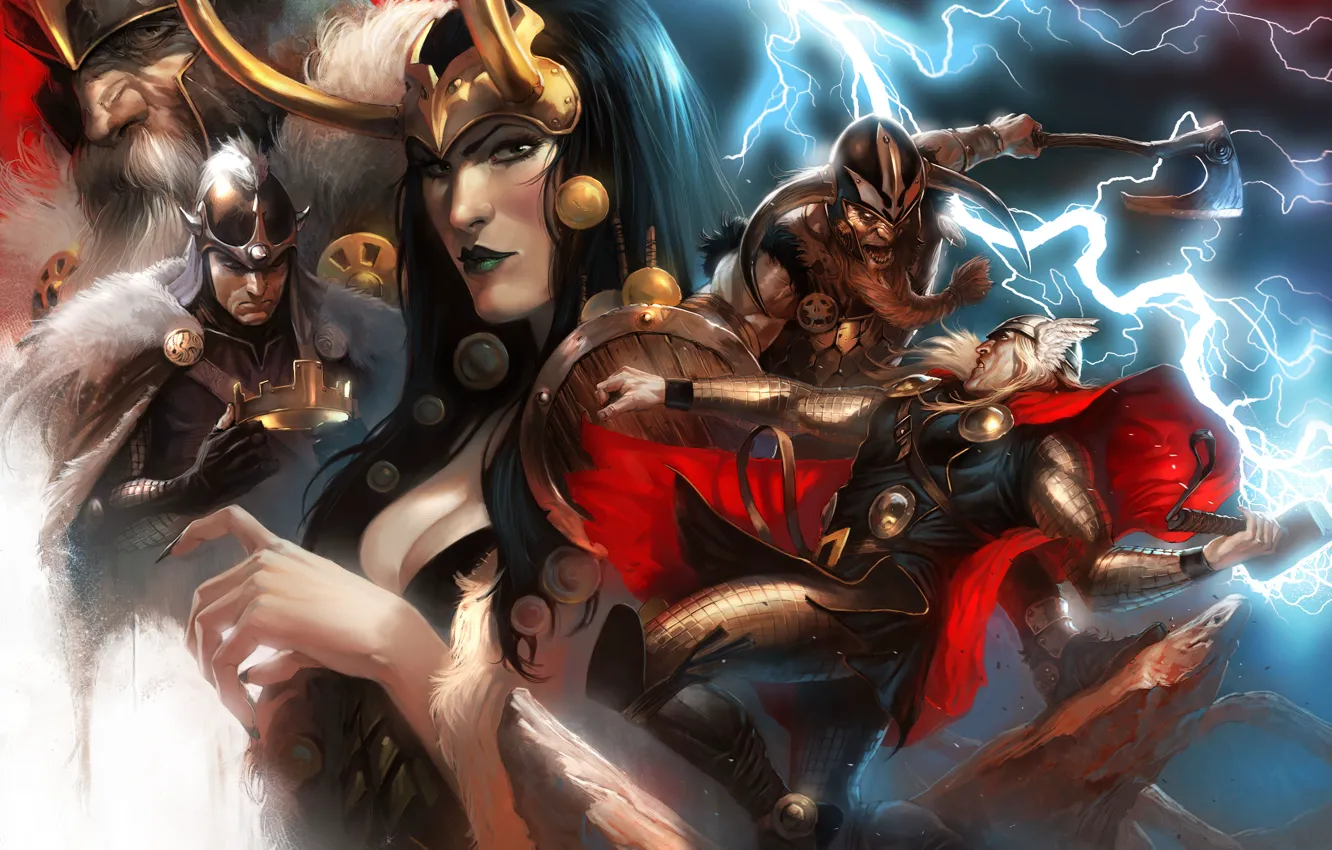 Photo wallpaper One, comic, marvel, Thor, Thor, Marvel Comics, Odin, Lady Loki