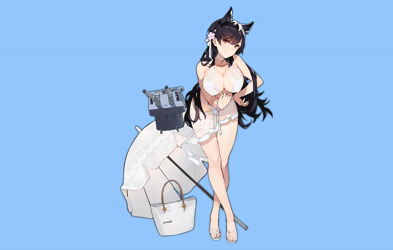 Photo wallpaper girl, sexy, cleavage, long hair, boobs, anime, beautiful, pretty