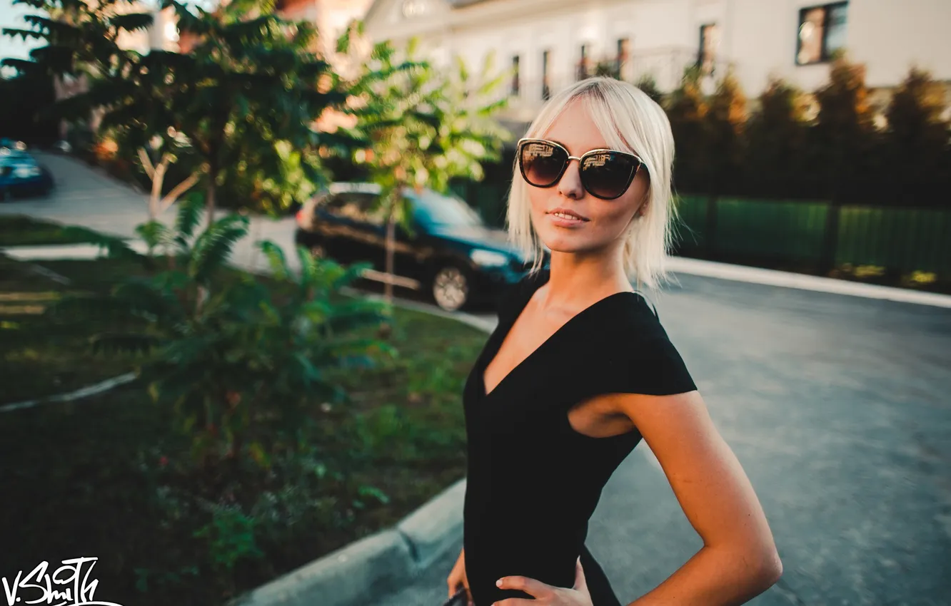 Photo wallpaper girl, glasses, blonde, photographer, girl, photography, photographer, Vladimir Smith