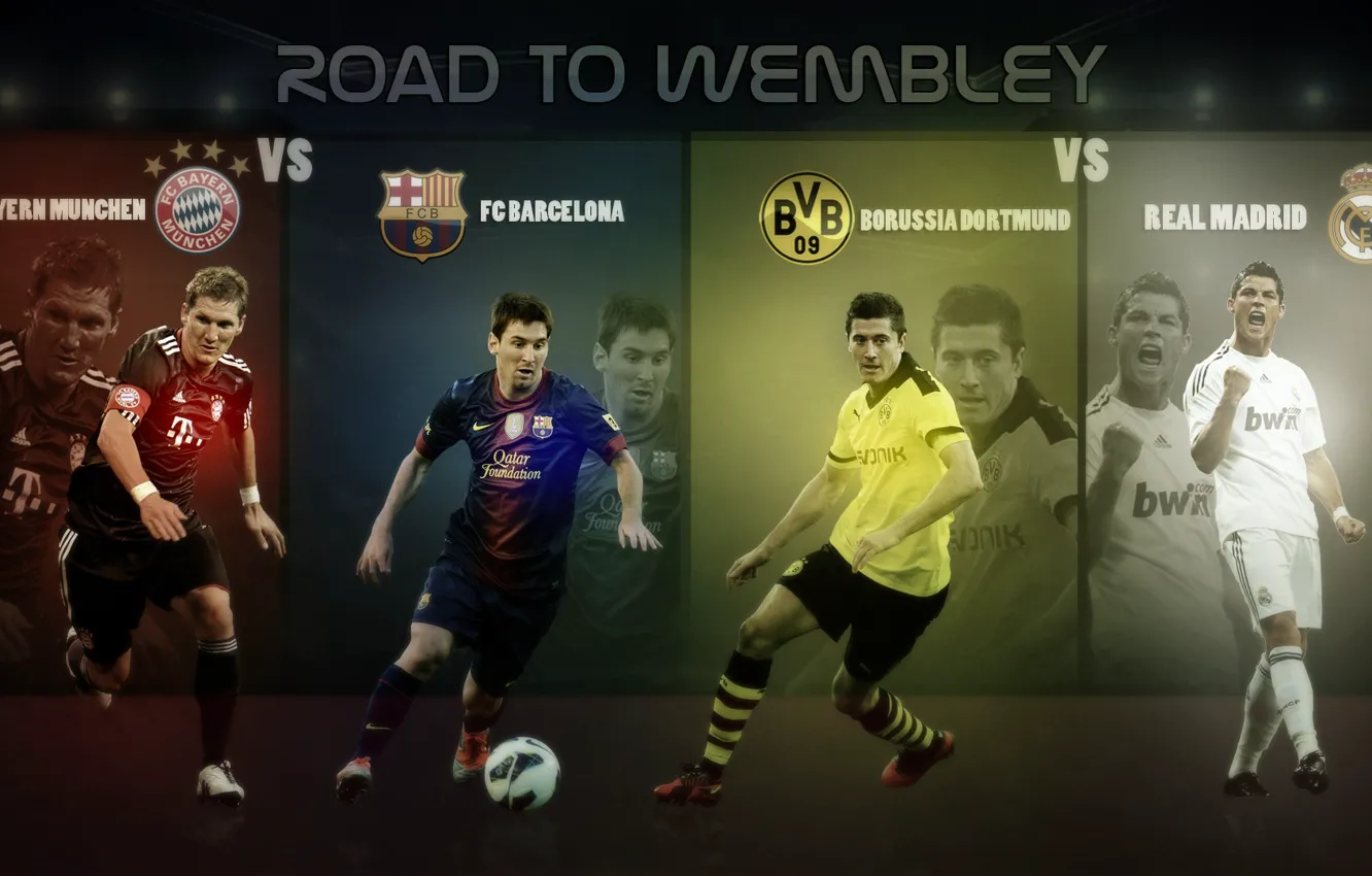Photo wallpaper Barcelona, UEFA, wembley, real, Messi, Ronaldo, Madrid, robert