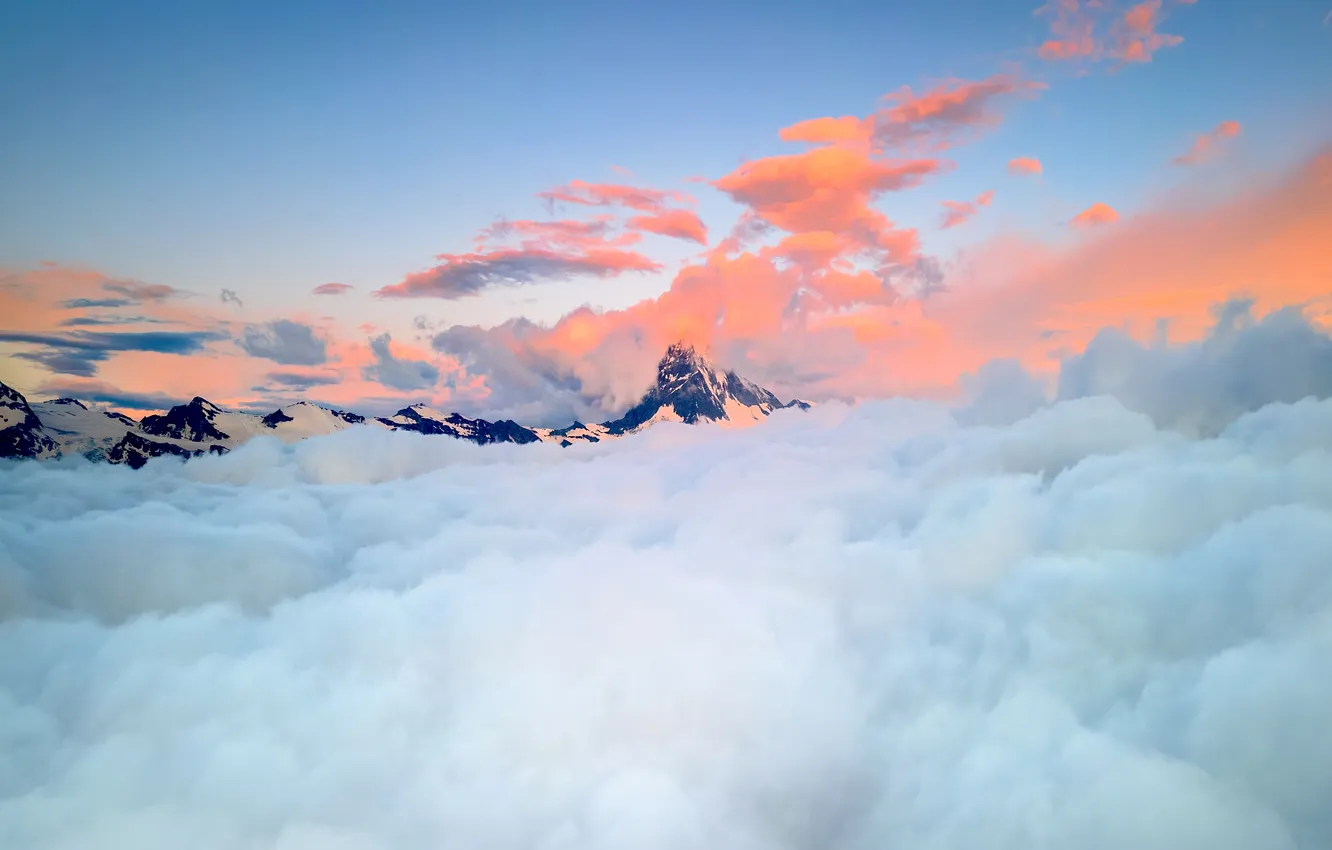 Photo wallpaper sky, landscape, nature, clouds, mountain, snow, Matterhorn, Daniel Burton