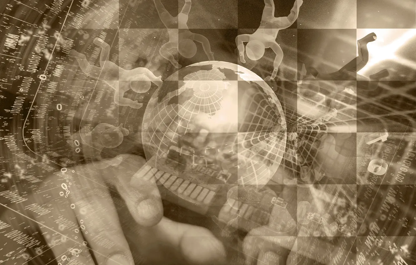 Photo wallpaper abstract, computer, background, man, technology, global, cooperation