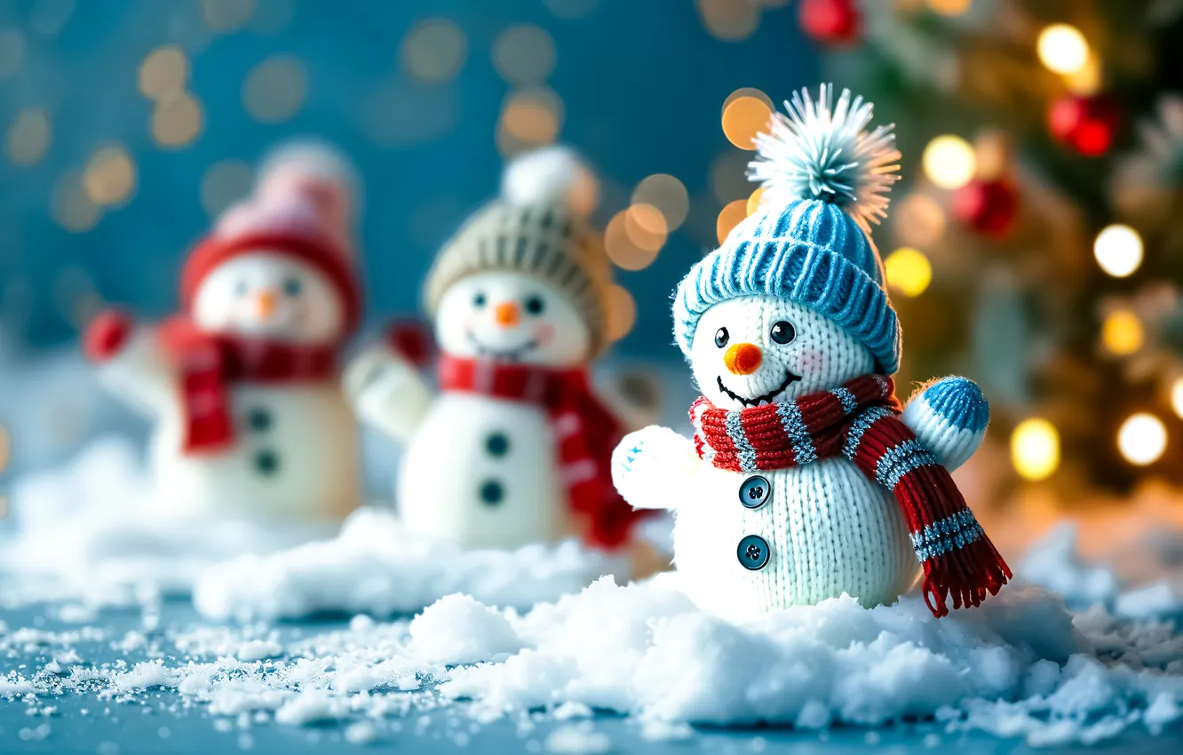 Photo wallpaper new year, Christmas, snowman, AI art, neural network