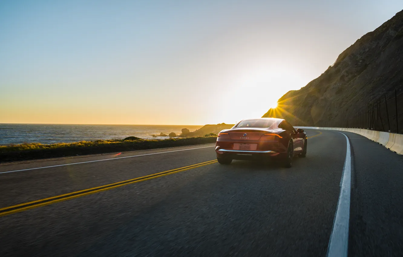 Photo wallpaper road, sun, Karma, Karma Revero GT, Revero