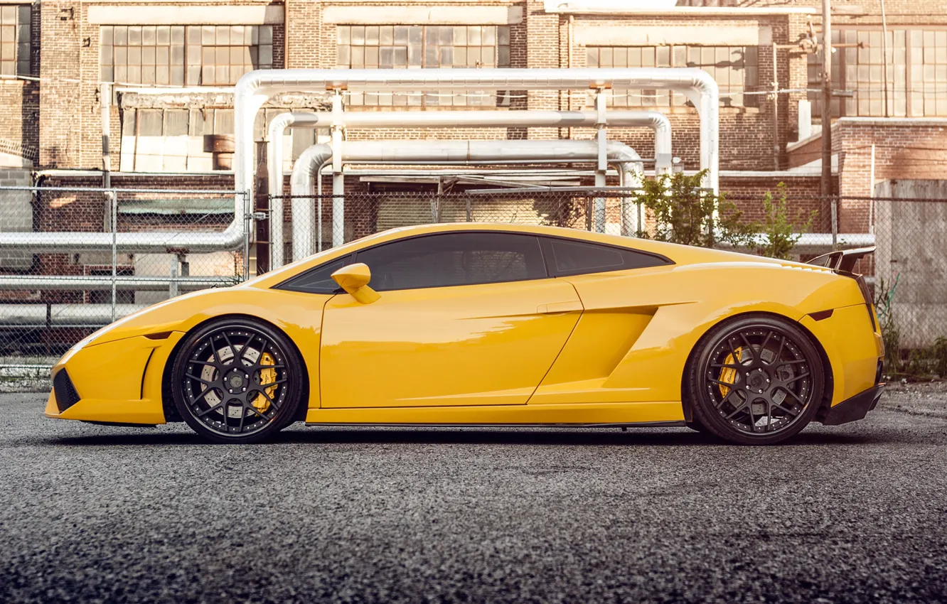 Photo wallpaper yellow, Lamborghini, profile, Gallardo, Lamborghini, yellow, Gallardo