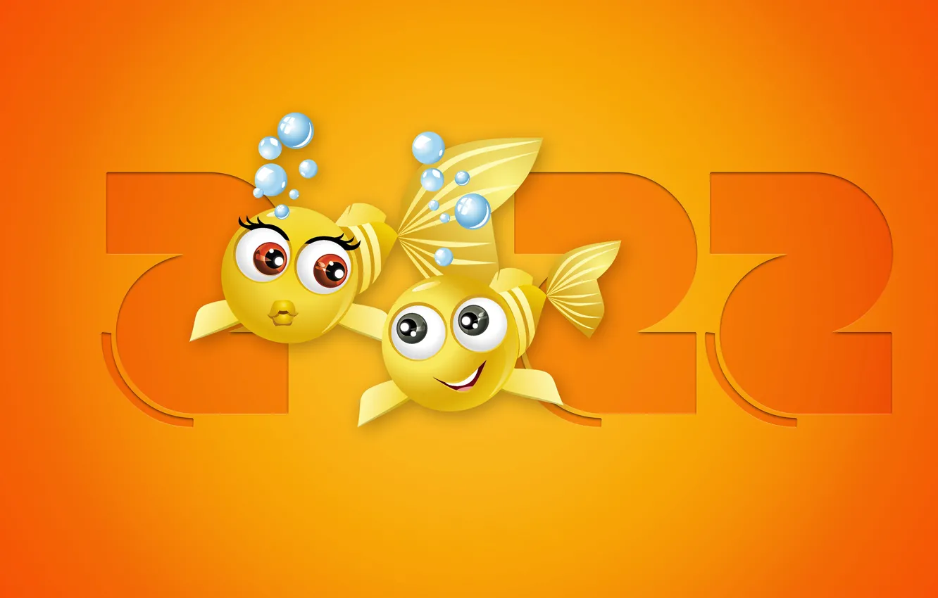 Photo wallpaper fish, background, holiday, figures, New year, new year, 2022