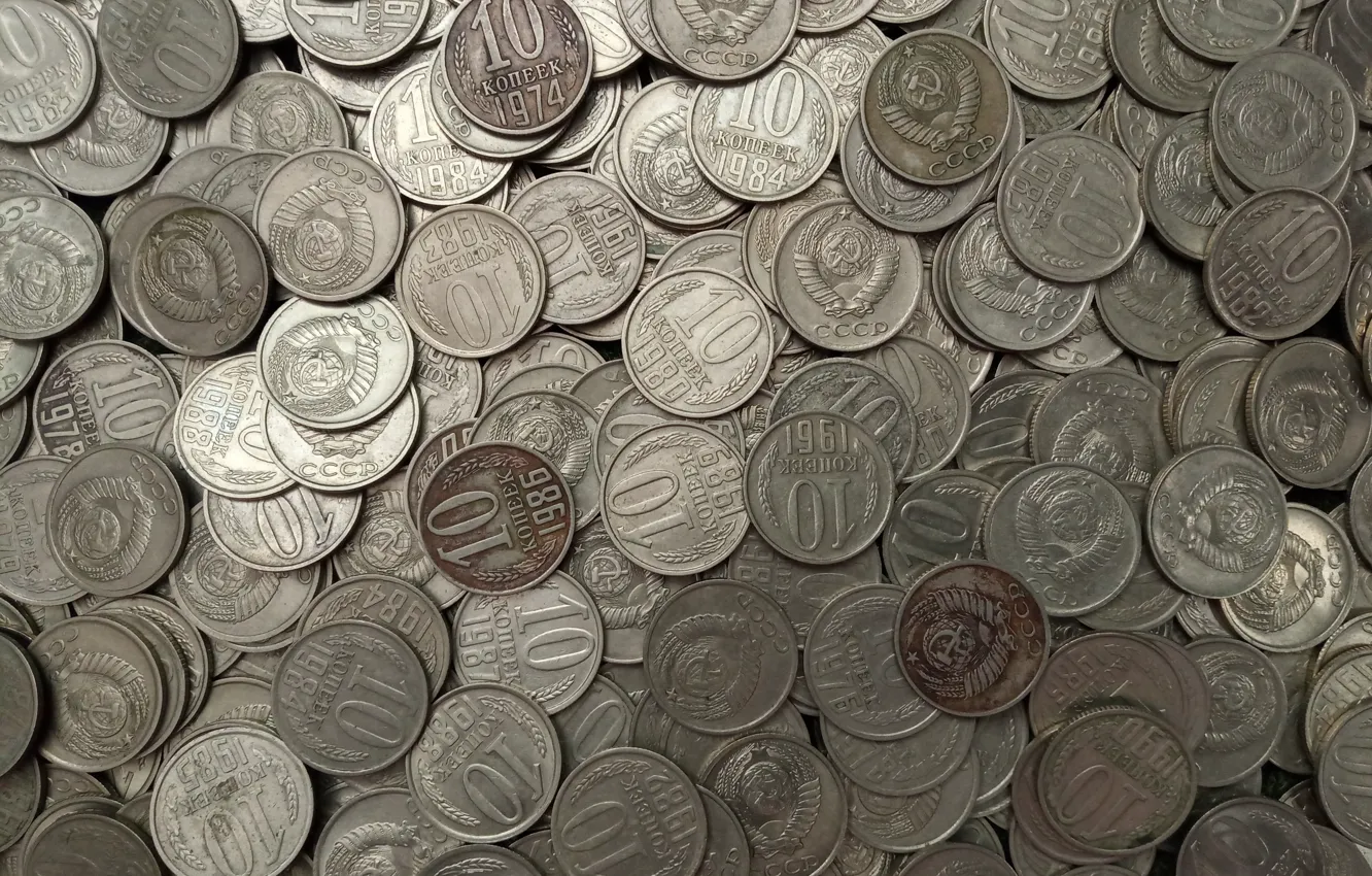 Photo wallpaper USSR, coins, detail, 10 cents