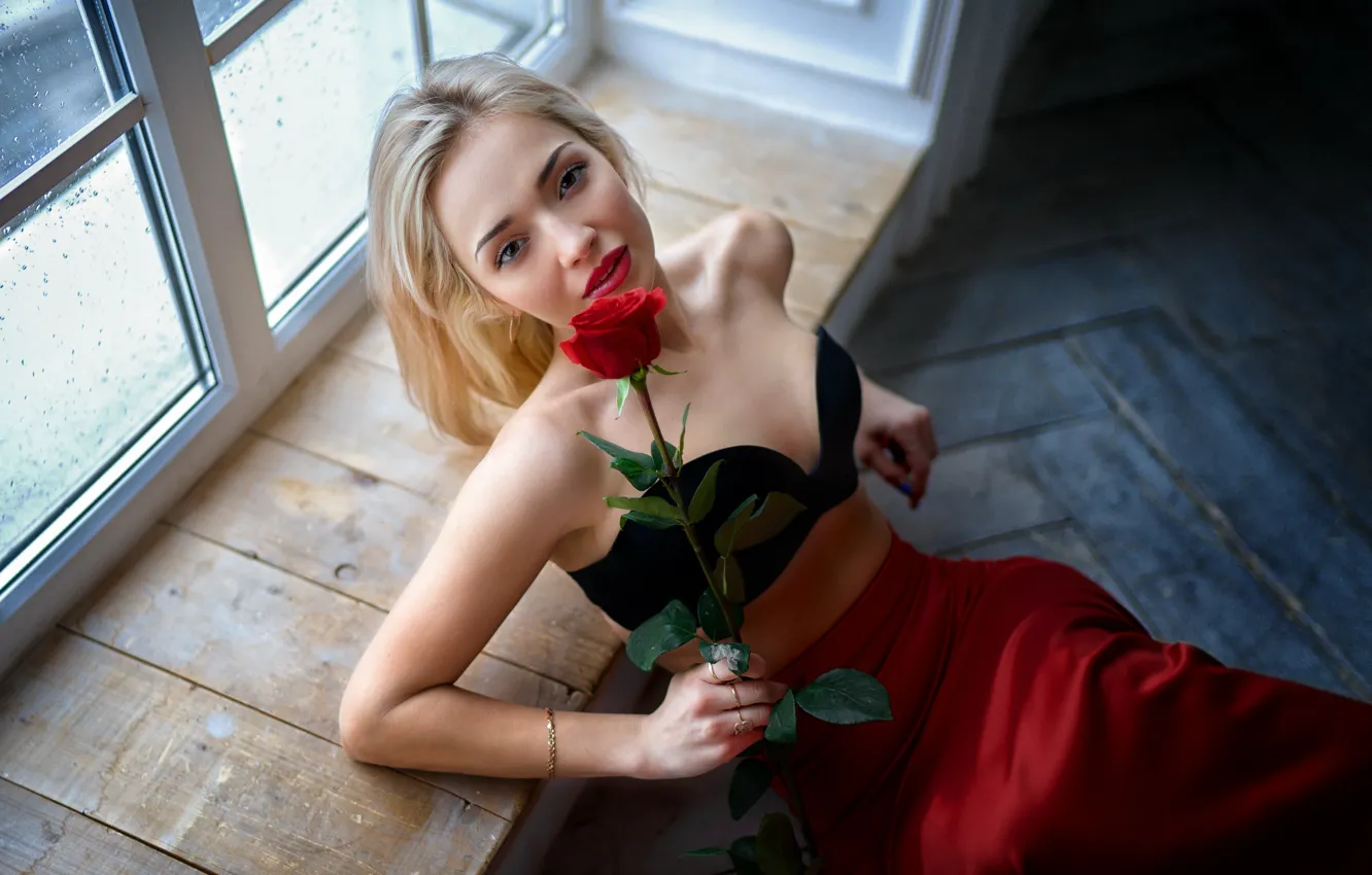 Photo wallpaper girl, roses, Aleksandra