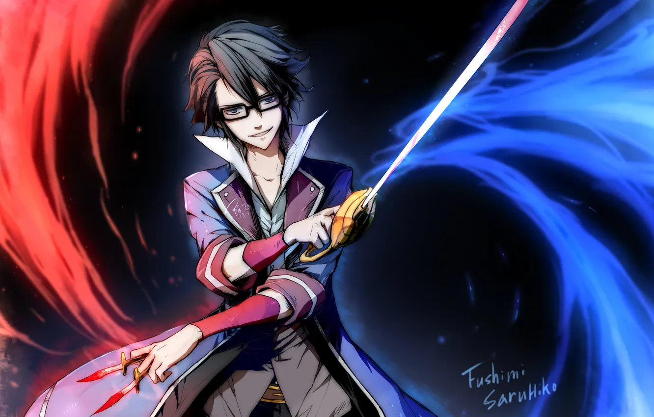 Photo wallpaper weapons, art, knife, guy, anime, saber, K Project, Fushimi Saruhiko