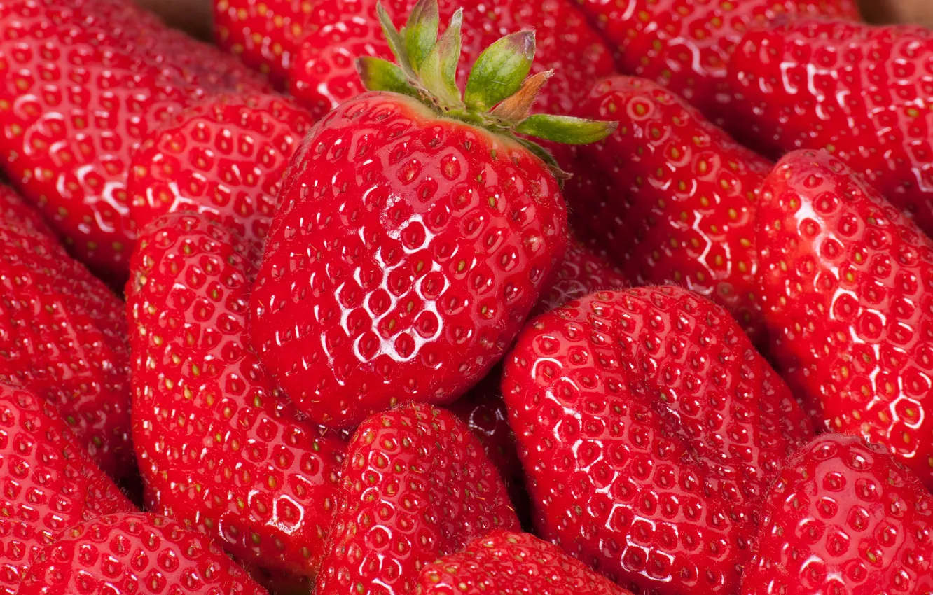 Photo wallpaper macro, berries, strawberry