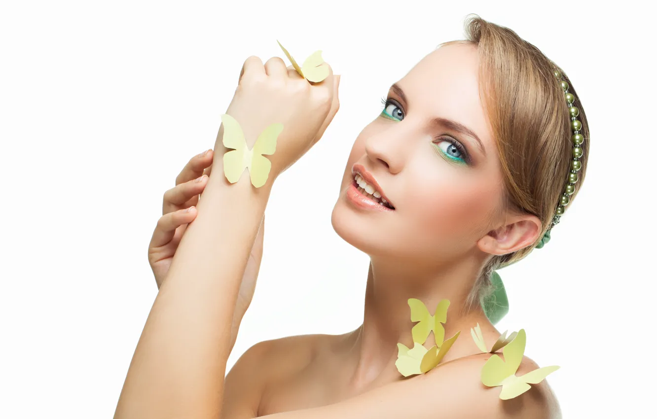 Photo wallpaper face, butterfly, makeup, well