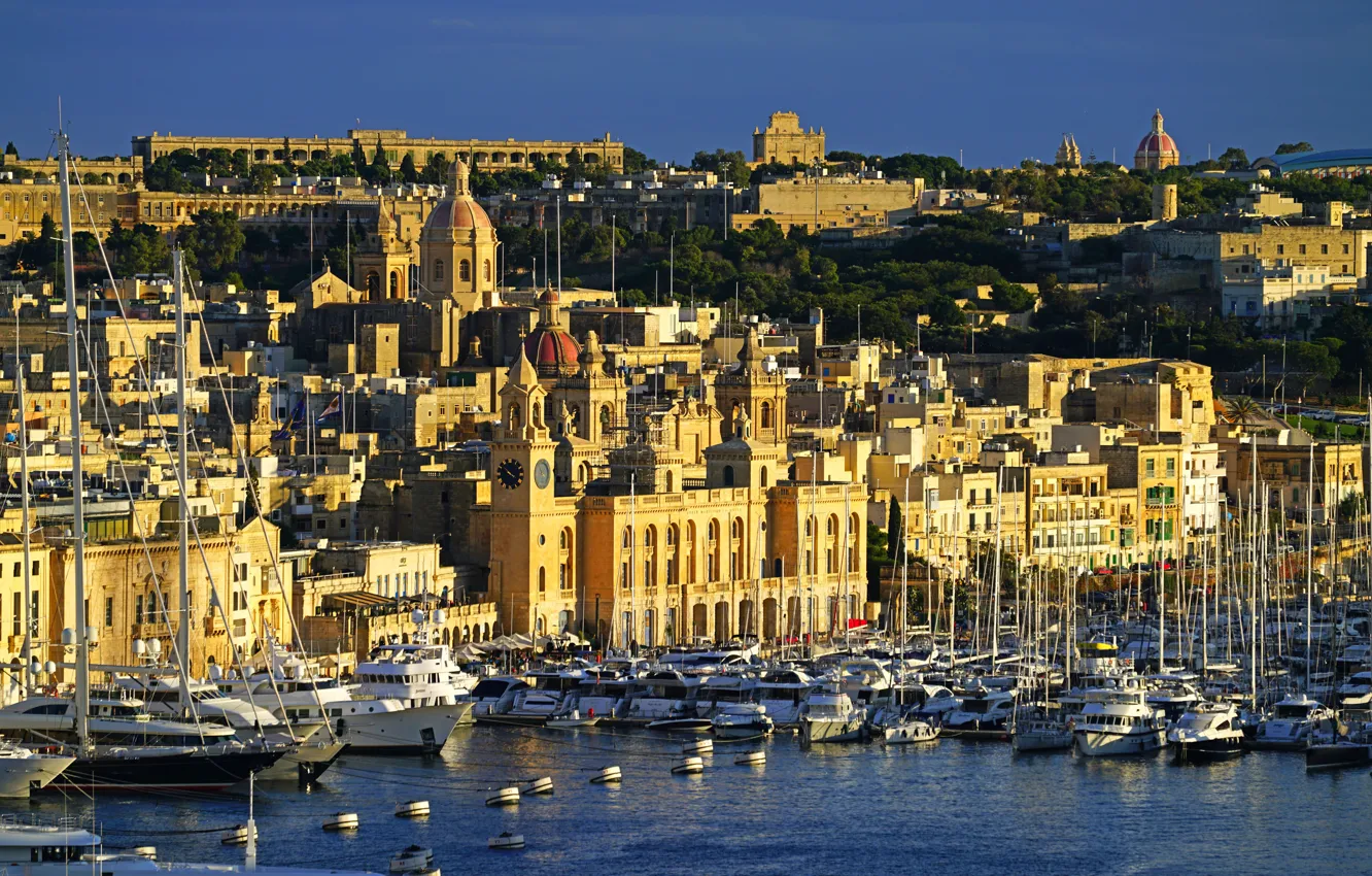 Photo wallpaper yachts, boats, pier, Malta, Malta, Vittoriosa