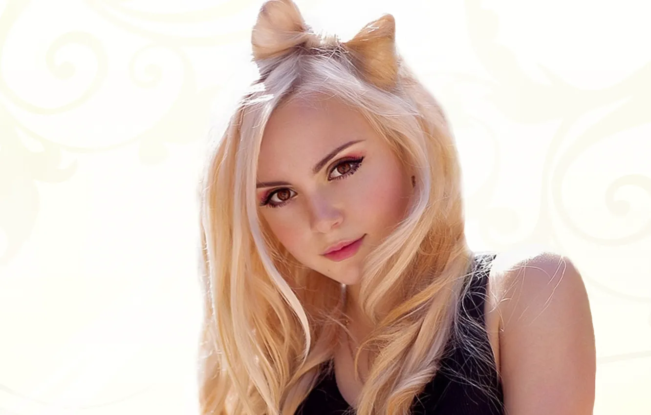 Photo wallpaper Girl, Look, Blonde, Beautiful background, Wolf ears