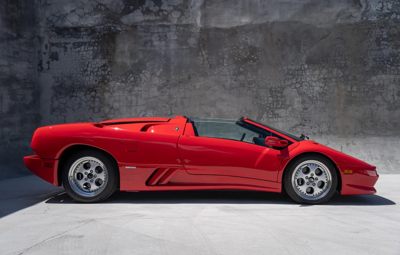 Photo wallpaper Lamborghini, lambo, Diablo, side view, Lamborghini Diablo VT Roadster