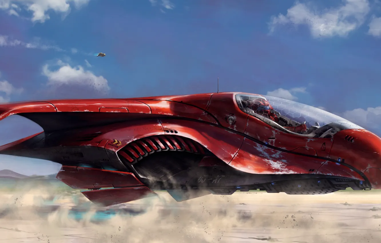 Photo wallpaper desert, speed, dust, aircraft