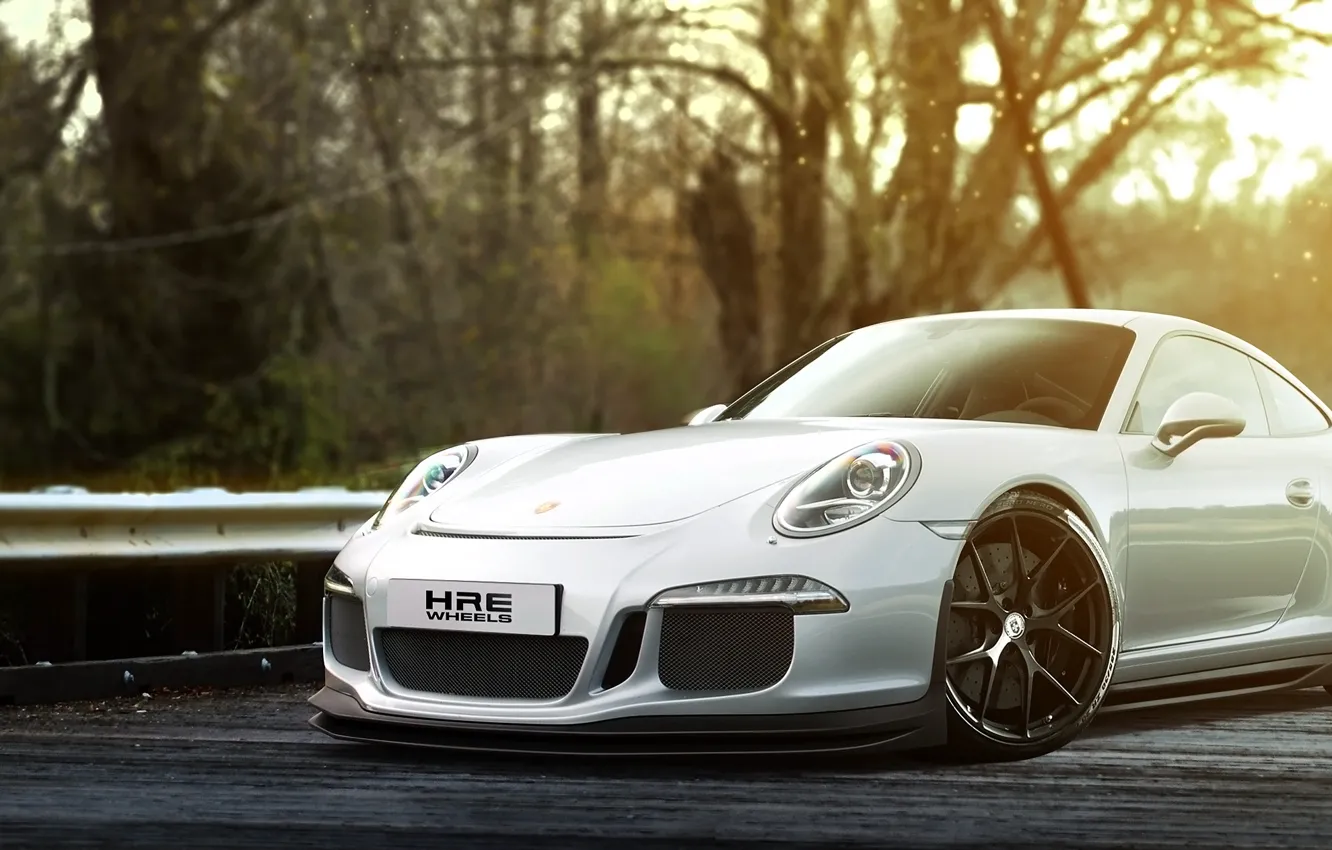 Photo wallpaper 911, Porsche, white, GT3, front
