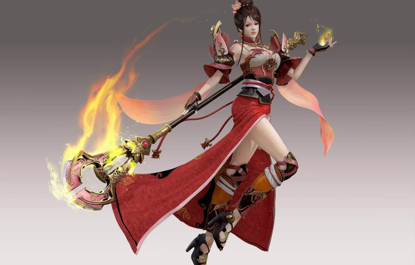 Photo wallpaper girl, fantasy, rendering, MAG, staff