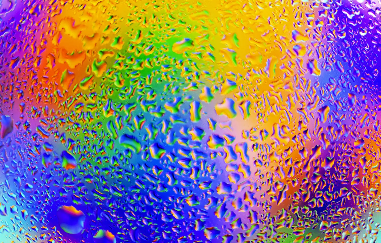 Photo wallpaper water, drops, colored
