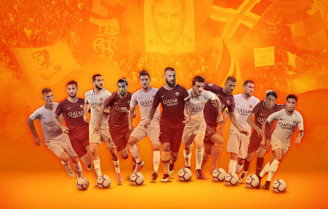 Photo wallpaper wallpaper, football, Sport, AS Roma, players