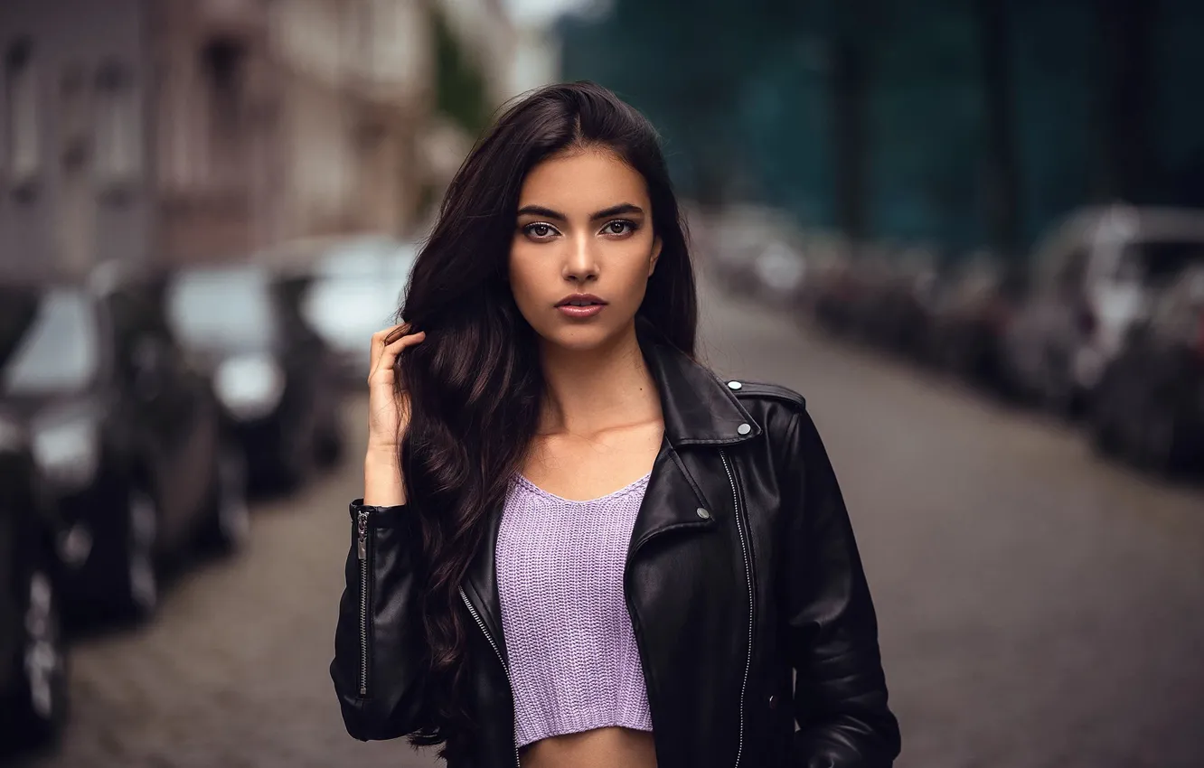 Photo wallpaper girl, model, jacket, Laura, Anatoly Oskin