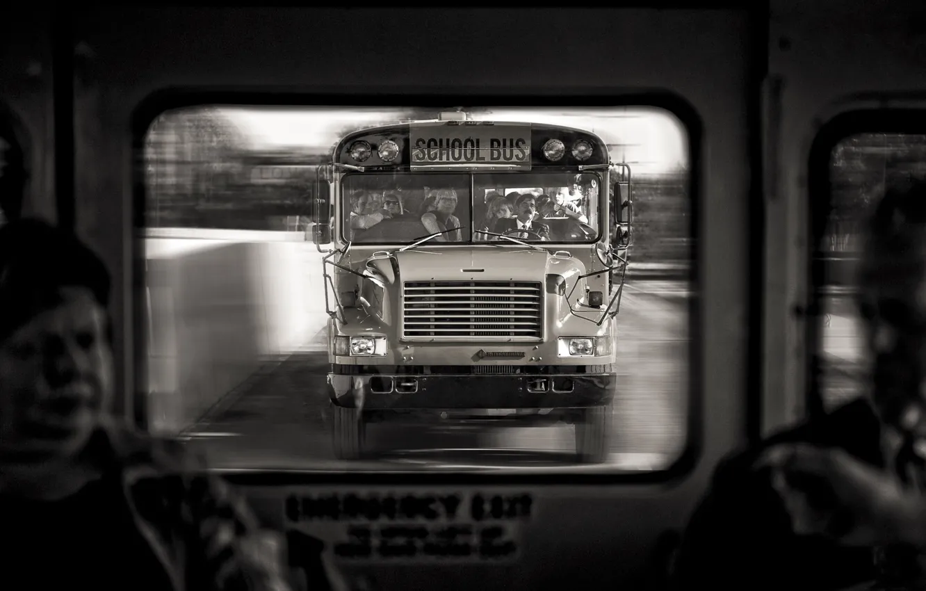 Photo wallpaper bus, trip, school bus